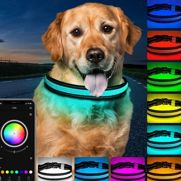 Mutovlin Light Up Bluetooth APP Multiple RGB Colors Led Dog Collar Size Large - Picture 1 of 12